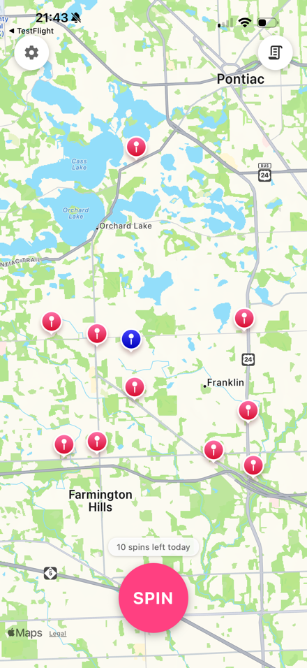 Map view with nearby venues